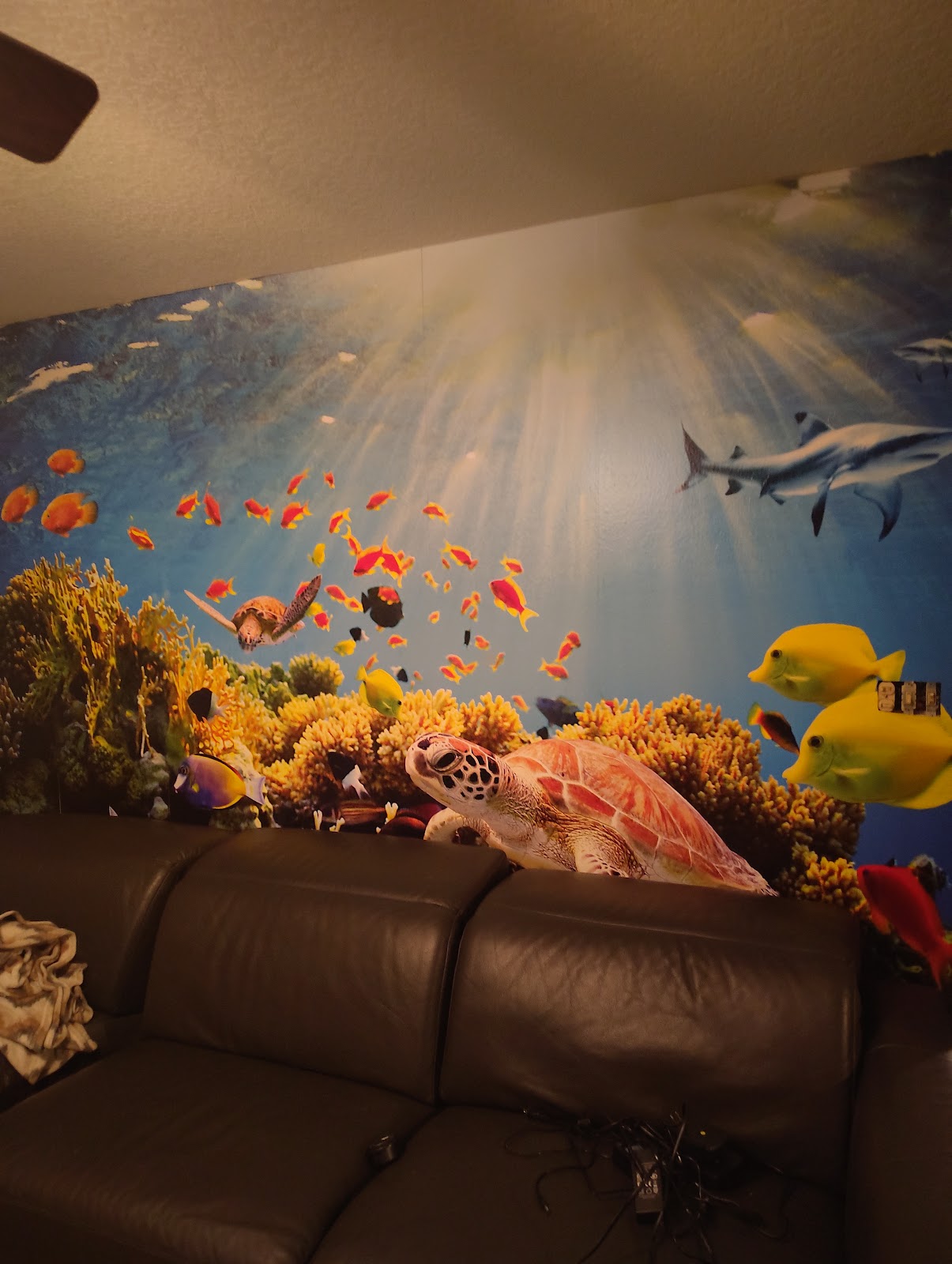 Custom painted ocean wall mural